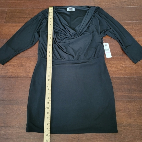 NEW Laundry by Design Black Drape Cowl Neck 3/4 Sleeve Dress Women's Size 6 - Picture 7 of 8